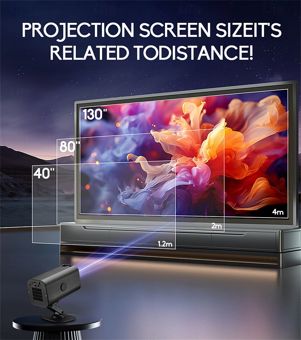 2025年 ミニスマートプロジェクター 30000 ルーメン、1080p 対応、300 インチディスプレイ、180 度回転、手動フォーカス、高コントラスト、ゲーム用インテリジェントチップ コレクション – $87.99 –P8
