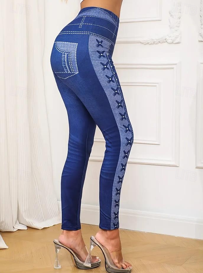 Pantaloni leggings pentru femei 3D Print Vacanță Modă Casual Lungime întreagă Talie înaltă Grafic Abstract Imprimare Respirabil Moale Elastic Vacanță Casual Zilnic Albastru Robin Egg Vară Primăvară 2025 - $19.99 –P4
