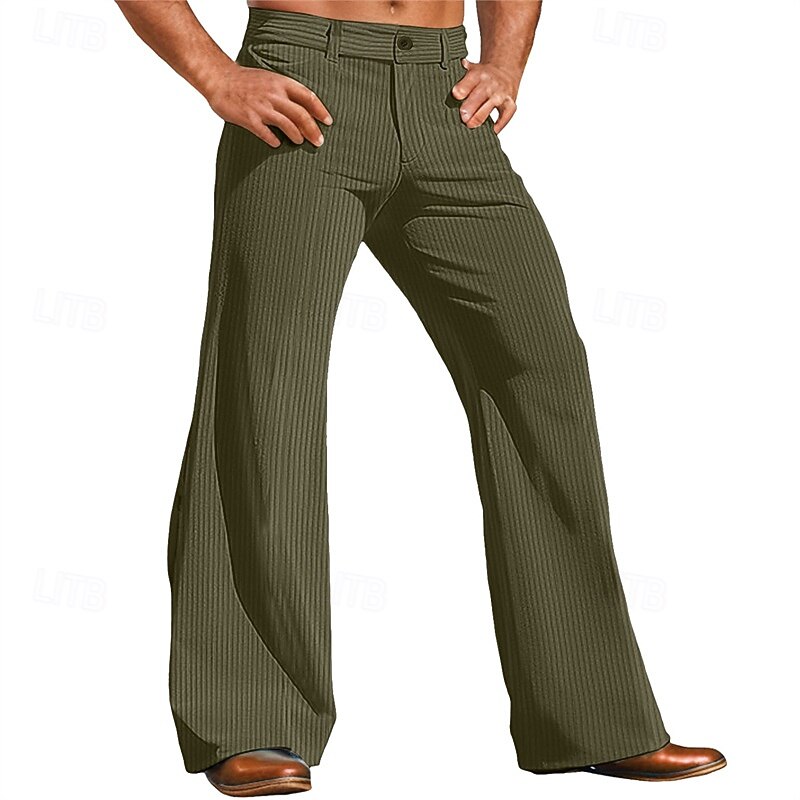 Rétro Vintage Années 1970 Groovy Pantalons à pattes d'éléphant Pantalon évasé Hippie Disco Taille Normale Velours Côtelé Déguisement Homme Halloween Carnaval Festival de Musique Décontracté Quotidien de 2026 ? $37.99 –P8