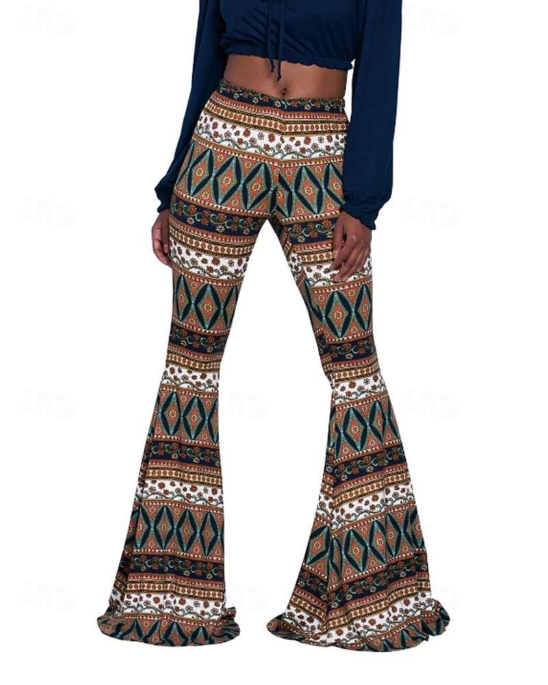 Pentru femei Pantaloni Casual Boho Lungime totală Natural Floare Imprimare Confortabil Exterior Comfortabil În aer liber Vacanță Magenta Galben Auriu Bleumarin Negru Vară Fit regulat 2025 - $17.99 –P7