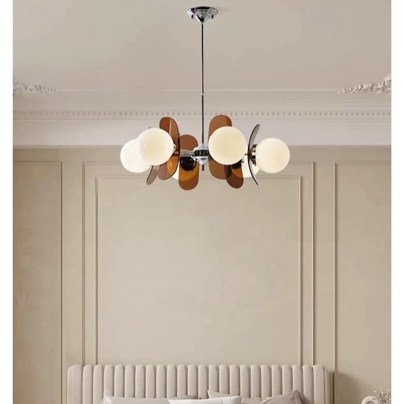 Luminária pendente LED 3/6/8 luzes, estilo moderno de meados do século, E14, lustre grande, globo branco, luminária de teto embutida em latão vintage Sputnik, luminária pendente de ilha de cozinha, de 2025 por $229.99 –P7