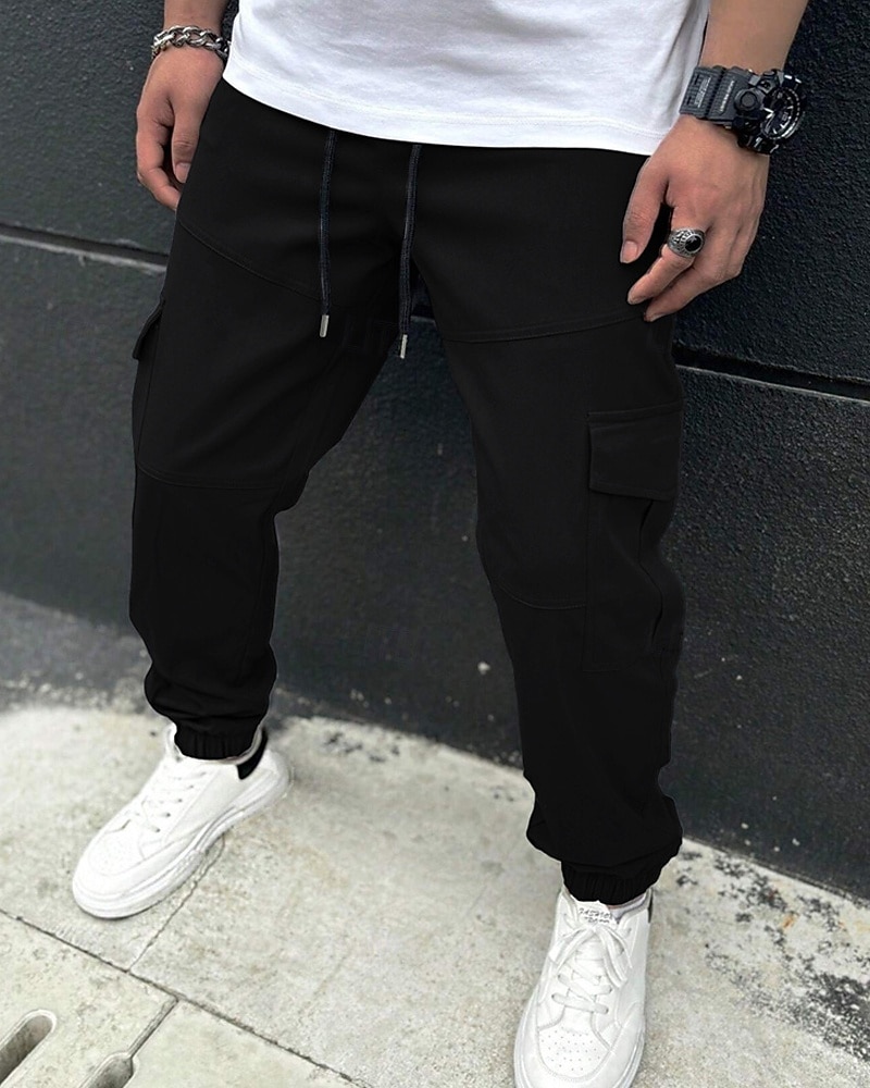 Men's Cargo Pants Trousers Drawstring Elastic Waist Multi Pocket Plain Wearable Daily Outdoor Camping & Hiking Fashion Classic Navy Blue Khaki 2026 - $27.99 –P4