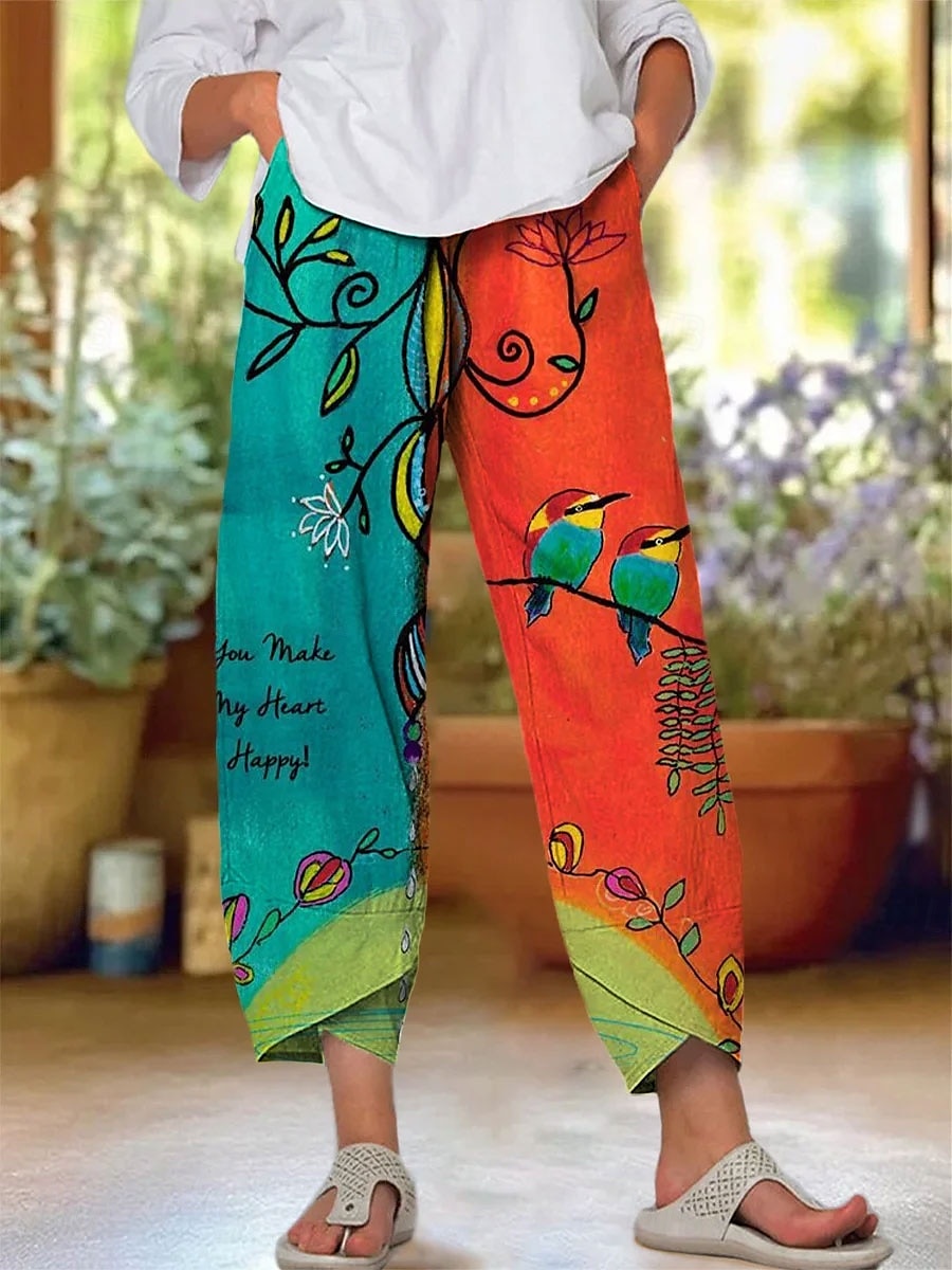 Per donna Chinos Pantaloni Larghi Shorts da Spiaggia Vacanza Vintage Stile Etnico Lunghezza alla caviglia Vita Alta Floreale Grafico Stampa Calore Termico Traspirante Morbido Micro-elastico Formale del 2025 a $20.99 –P4