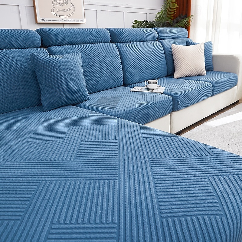 Funda de cojín elástica para sofá, funda elástica para sillón seccional, sofá de dos plazas, 4 o 3 plazas, forma de L, sólida, suave, duradera, lavable 2025 - $12.49 –P4