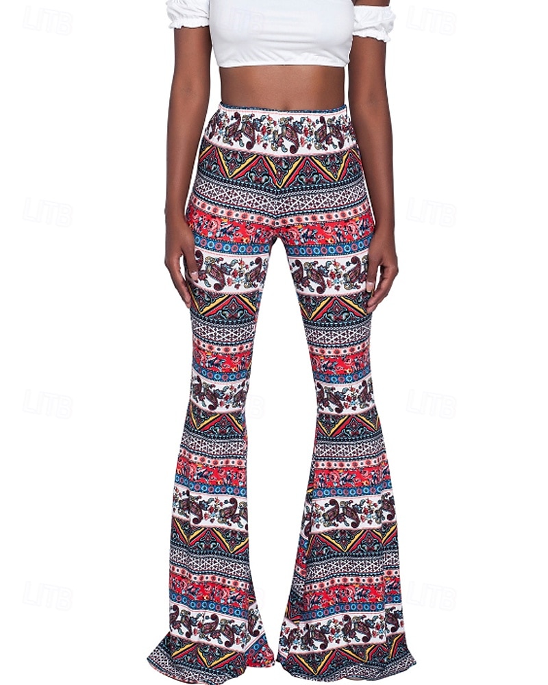 Pentru femei Pantaloni Casual Boho Lungime totală Natural Floare Imprimare Confortabil Exterior Comfortabil În aer liber Vacanță Magenta Galben Auriu Bleumarin Negru Vară Fit regulat 2025 - $17.99 –P16