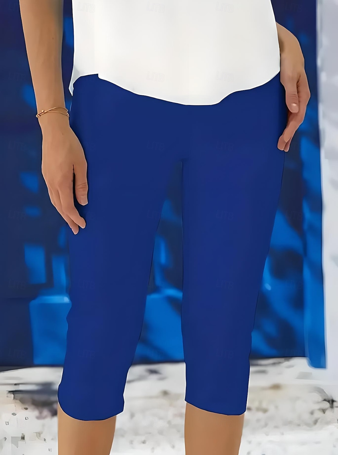 Women's Leggings Vacation Fashion Streetwear Calf-Length High Waist Solid Color Printing Thermal Warm Breathable Soft Stretchy Outdoor Vacation Street Robin's Egg Blue Black White Fuchsia Summer 2025 - $18.99 –P6