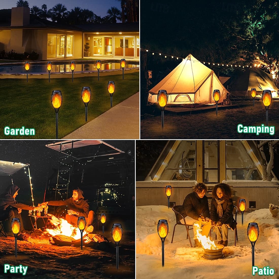 6 Pcs Outdoor Waterproof Solar Torch Light Flashing Flame Pathway Light Courtyard Garden Lawn Path Villa Fence Lighting Landscape Decoration Light 2025 - $21.99 –P2