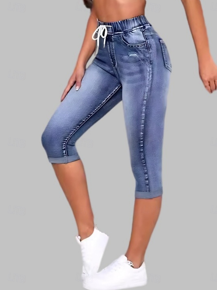 Legginsy damskie Capri 3D z nadrukiem wakacyjne casualowe rajstopy długość na łydkę wysoko w pasie jednolity kolor wysoki krój komfortowe oddychające szybko schnące elastyczne na zewnątrz uliczne 2025 - $31.99 –P9