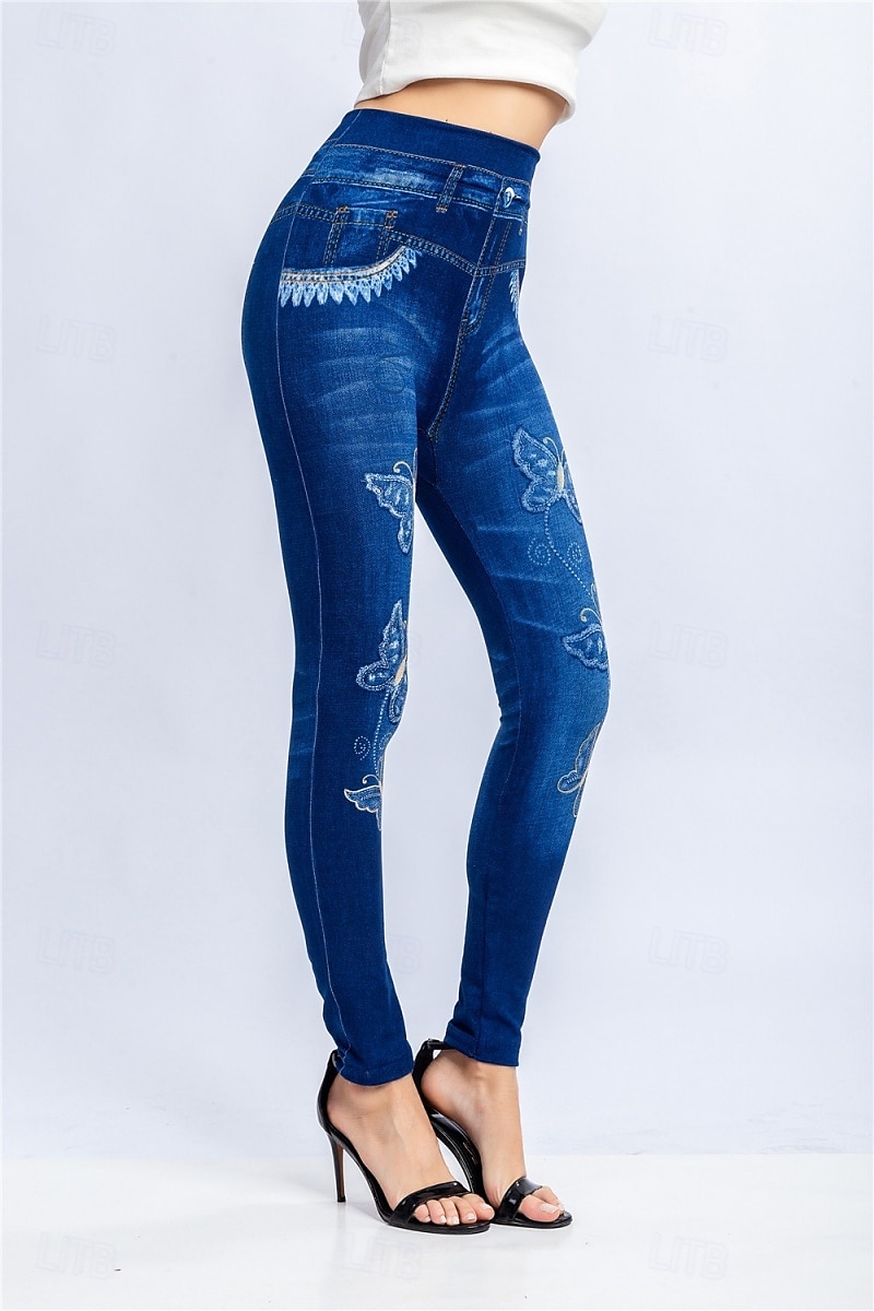 Leggings pour femmes Pantalons Impression 3D Chinos Vacances Streetwear Décontracté Longueur Complète Haute Taille Imprimé Papillon Confortable Doux Agréable Extensible Extérieur Rue Noir Bleu Été de 2025 ? $13.99 –P9