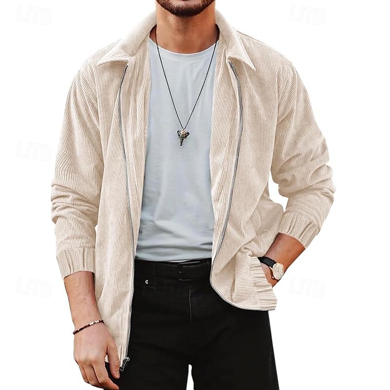 Per uomo Giacca Camicia Giacca di transizione Quotidiano Leggero Tasca Primavera Autunno Semplice Classico Bavero Nero Marrone Verde Beige Grigio Giacca del 2025 a $39.99 –P2
