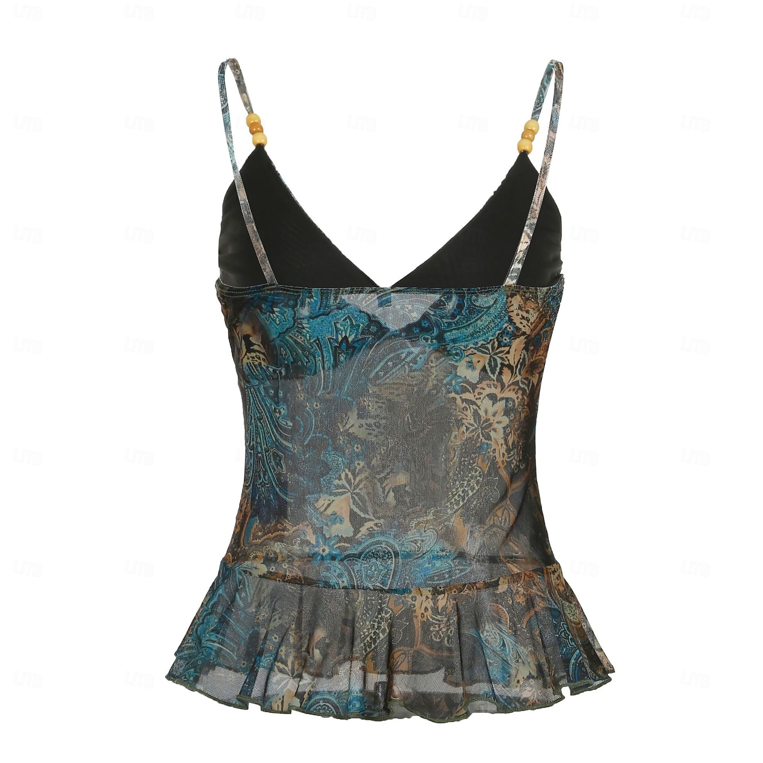 Dame Boho skjorte Bluse Blomsternål i krystall Moderne Bohem Ermeløs Med stropper Vanlige topper Daglig Ferie Ut på byen Trykt mønster Grønn Sommer 2025 - $16.99 –P3