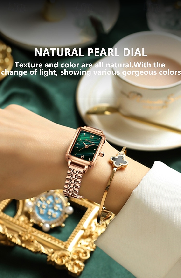 Women's Luxury Square Dial Quartz Watch – Waterproof Stainless Steel Bracelet, Diamond Accents, Elegant Retro Style 2025 - zł82.99 –P1
