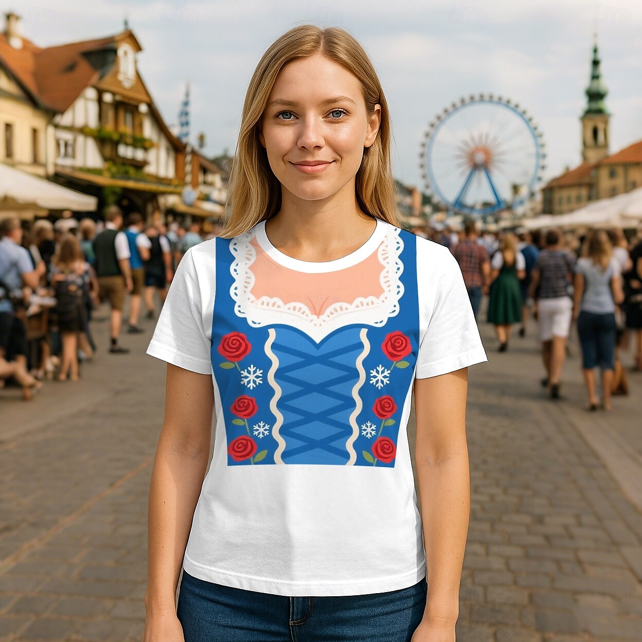 Októberi fesztivál Dirndl nyomtatás Póló bajor München Német Grafikus Kompatibilitás Női Felnőttek Októberi fesztivál 3D nyomtatás Alkalmi / Napi 2025 - $17.49 –P4