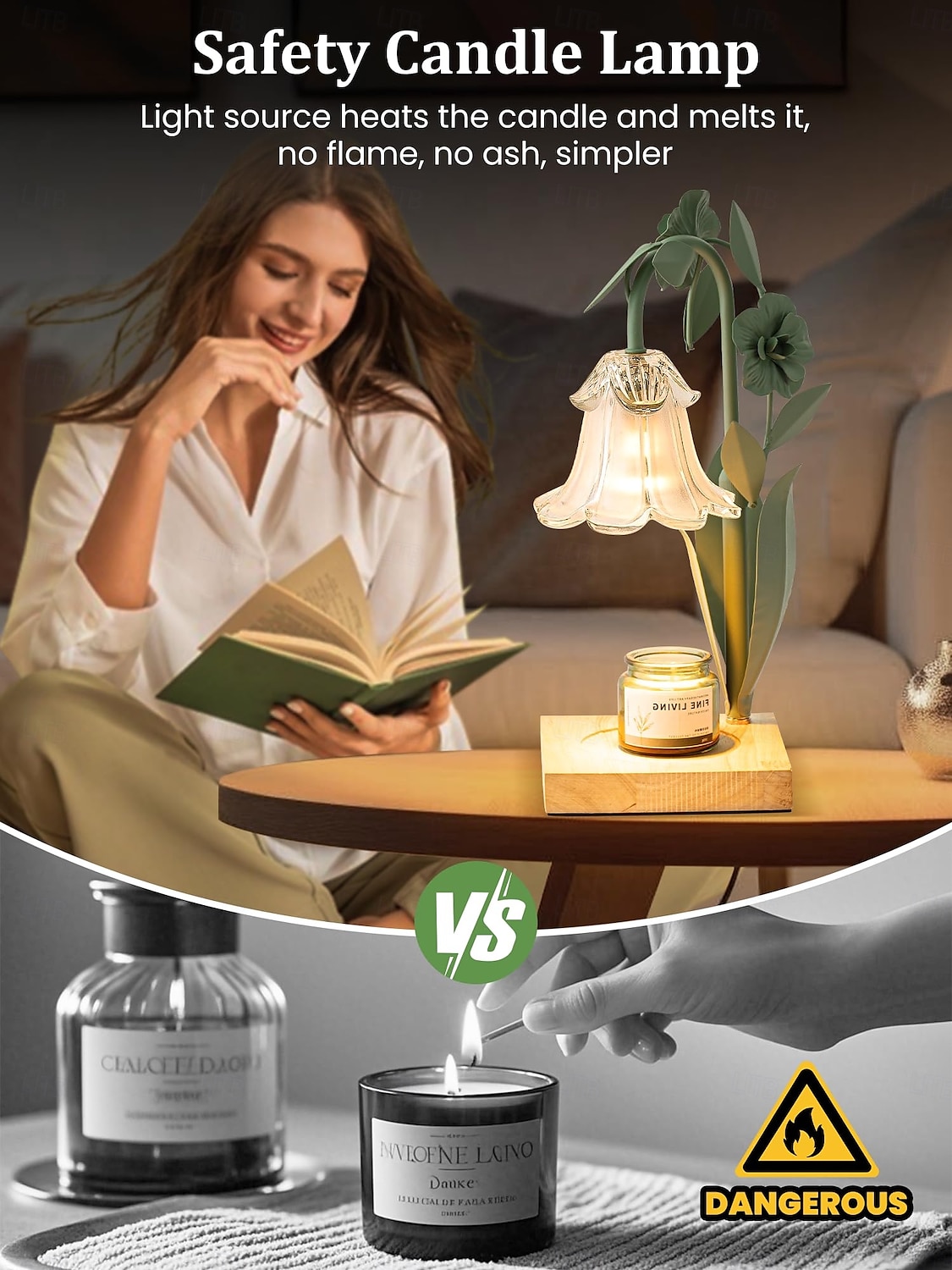 Chauffe-bougie à fleurs avec minuterie, chauffe-bougie à intensité variable, chauffe-bougie à hauteur réglable, convient à toutes les bougies en pot, chambre à coucher, salon, décoration de la maison, de 2025 ? $155.99 –P3