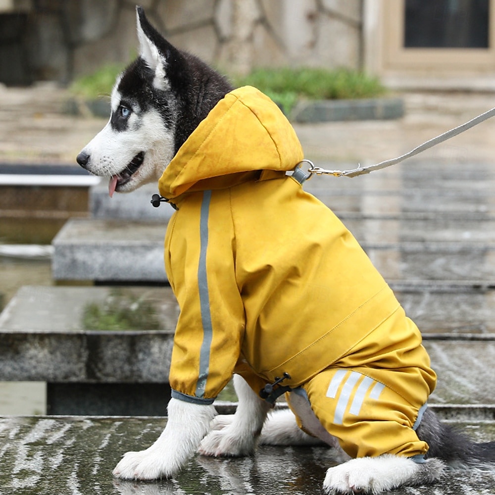 Capa de chuva para cachorro, capa de chuva impermeável com capuz, capa de chuva refletiva alta para animais de estimação com furo para guia para cães pequenos, médios e grandes de 2025 por $18.49 –P11
