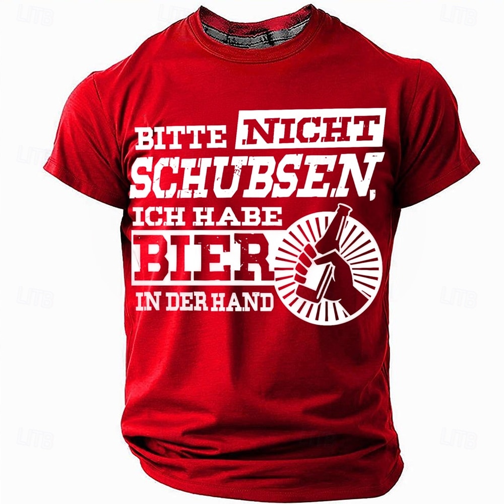 2025年 メンズ 面白い ビール グラフィック Tシャツ "押さないでください、手にビールがあります" 新奇なライフスタイルティー  コレクション – $17.99 –P4