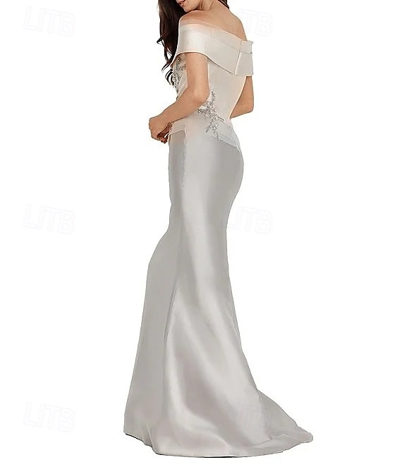 Meerjungfrau  Trompete Abendkleid Elegantes Kleid Formelle Hochzeit Bodenlang Ärmellos Offene Schulter Satin mit Perlen 2025 - $158.99 –P4