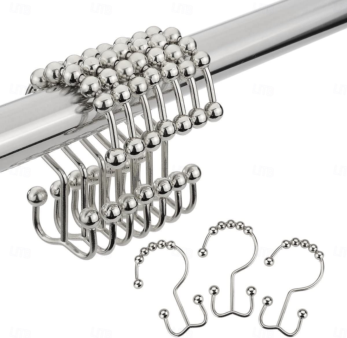 Shower Curtain Hooks, 12 Pcs Shower Curtain Rings, Durable Rust Proof Black Shower Curtain Hooks, Shower Rings for Curtain, Double Glide Shower Curtain Hooks for Shower Curtain Rods 2025 - $12.49 –P1