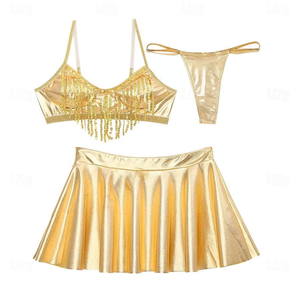 Retro 80. léta Blouznit Sukně Úbory Krátký top Disko Lesklý latexový patent Kov Dámské Hrdost předvečer Všech svatých Karneval hudební festival Pride Parade Měsíc hrdosti Dospělé Sukně Kalhoty 2025 - $32.99 –P1