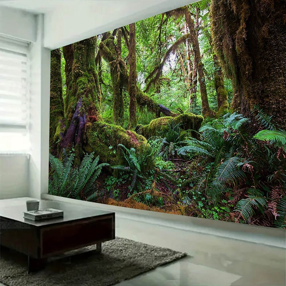 naturlig skog tre landskap hengende billedvev veggkunst stort billedvev veggmaleri dekor fotografi bakgrunn teppe gardin hjem soverom stue dekorasjon 2025 - $16.99 –P4