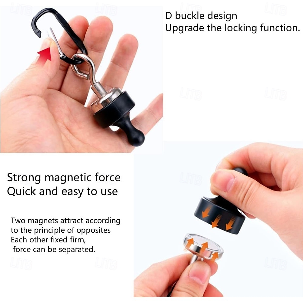 2 Sets Strong Magnet Hooks Pulling Force Rare Earth Magnetic Hooks with Countersunk Hole Eyebolt for Outdoor Hanging Camping LightSkylight Tent Fixer Hook with Mountaineering Buckle 2Pack 2025 - $12.99 –P7