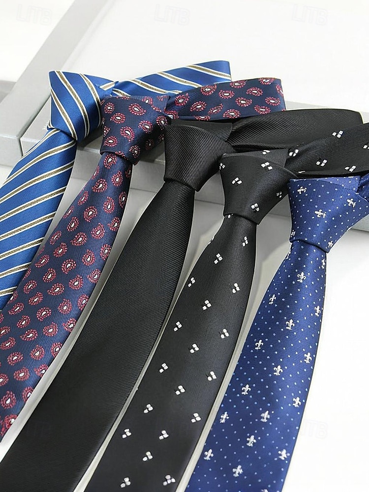Cravatta classica sottile da uomo in poliestere – larghezza 6 cm, cravatta formale leggera per ufficio, matrimoni o colloqui del 2025 a $11.99 –P3