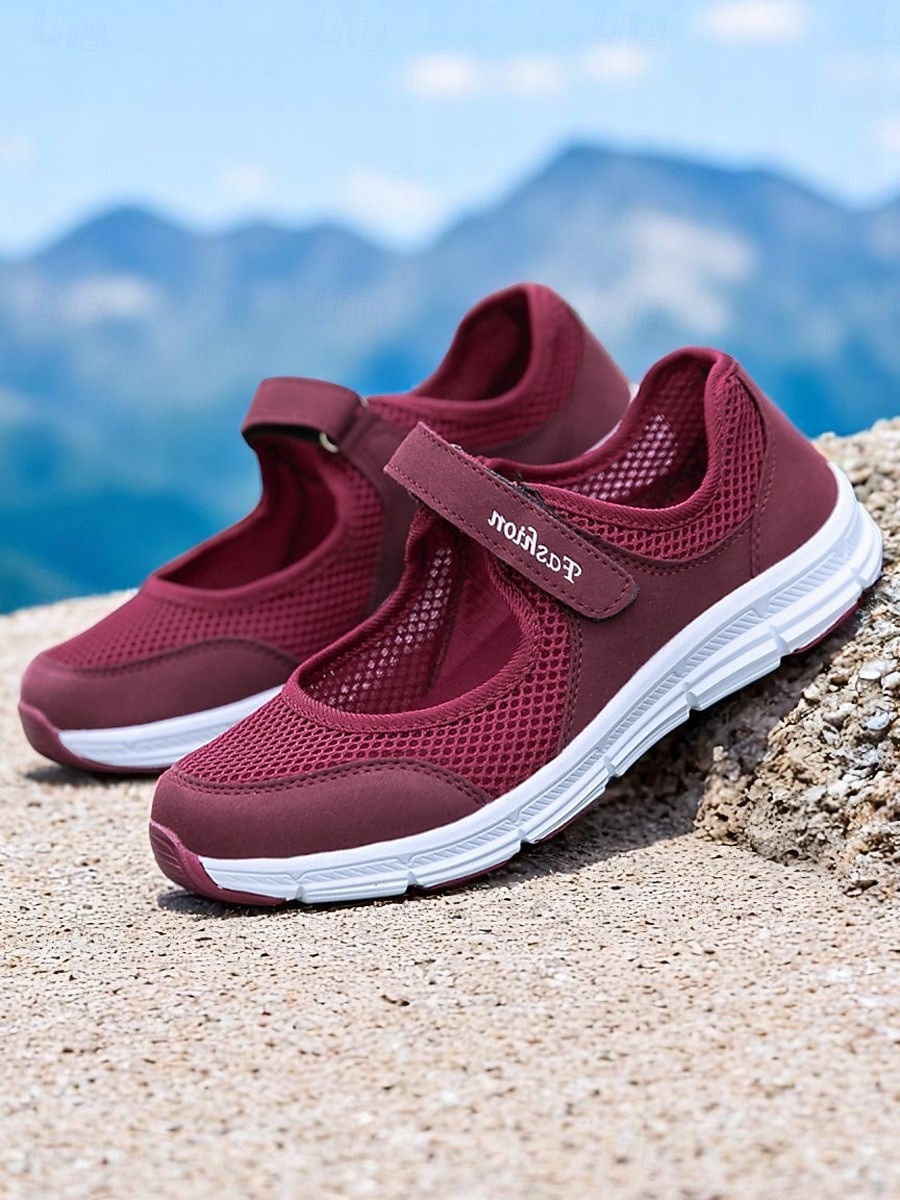 Women's Breathable Mesh Walking Shoes with Magic Tape Strap – Lightweight Athletic Flats, Great for Outdoor Fitness, Travel Hikes, Casual Errands & Active Lifestyles 2026 - $24.99 –P4