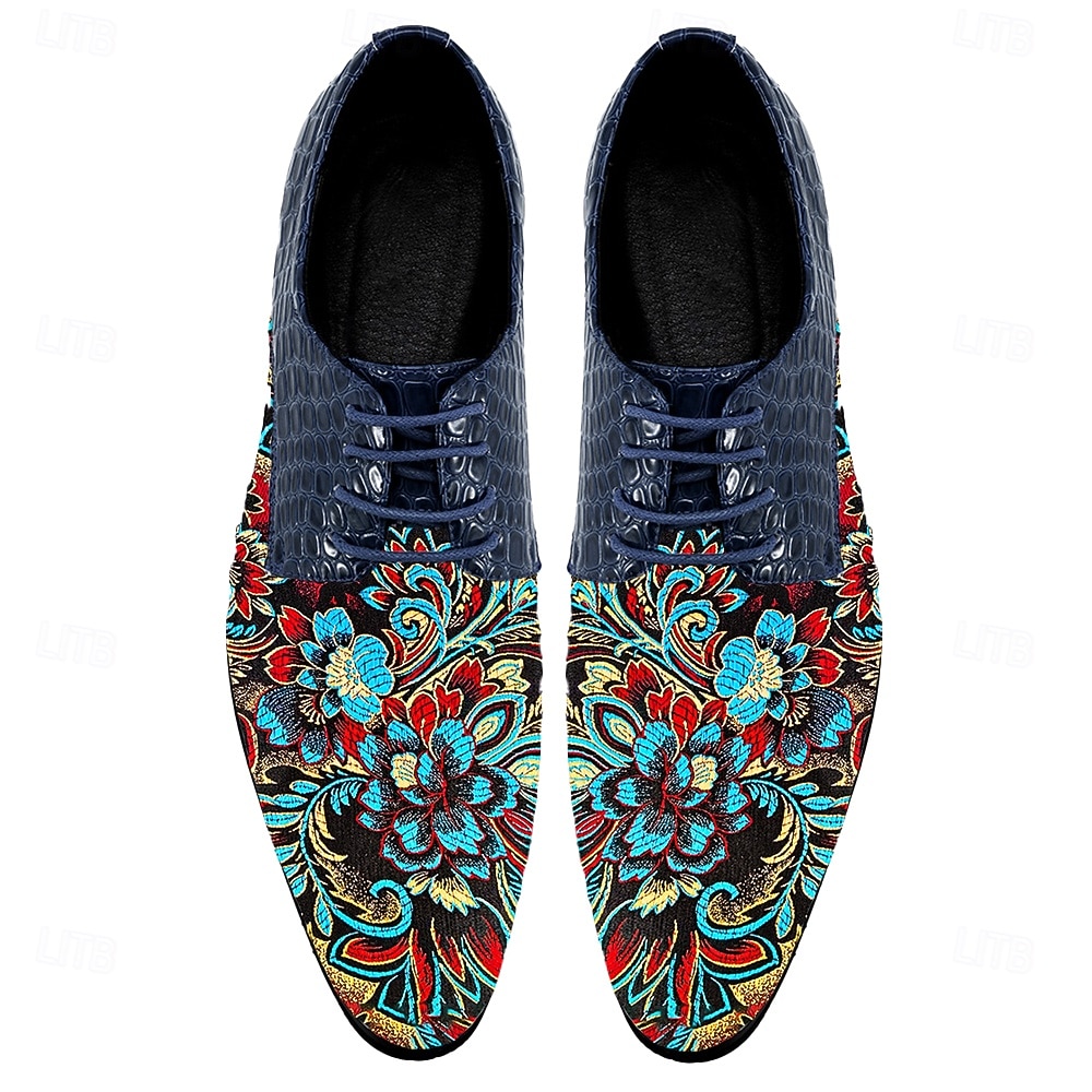Voor heren Kleed schoenen Wandelen Casual PU Leder Jacquard Stof Ademend Comfortabel Anti-slip Veters Donkerblauw Zomer Lente 2025 - $42.99 –P4