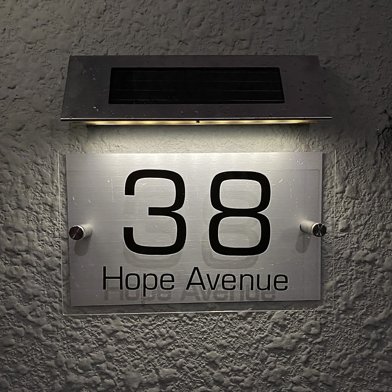 1 stück außen adresse lichter solar edelstahl wasserdichte tür anzahl licht hof garten villa straße zeichen haus anzahl lichter wand lichter 2025 - $32.99 –P8
