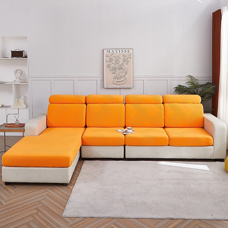 Funda de cojín elástica para sofá, funda elástica para sillón seccional, sofá de dos plazas, 4 o 3 plazas, forma de L, sólida, suave, duradera, lavable 2025 - $12.49 –P6