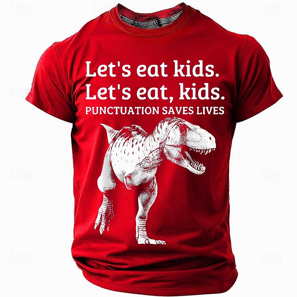 Men's T-Shirt - Funny Punctuation Saves Lives Grammar Joke T-Rex Graphic Short Sleeve 2026 - $19.49 –P4