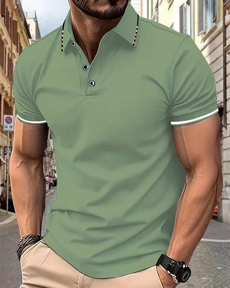 Férfi Póló Golfing Utca Hétköznapi Hajtóka Rövid ujjú Divat Modern Színes Gombok Nyár Fekete Fehér Arcpír rózsaszín Bor Sötétkék Királykék Póló 2025 - $12.99 –P3