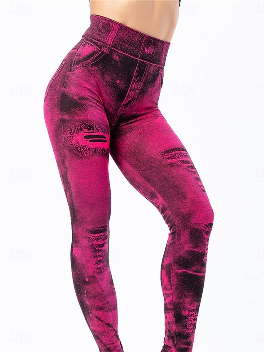 Dameleggings Bukser 3D-trykk Ferie Vintage Etnisk stil Full lengde Høy midje Grafisk Høy utskjæring Komfort Pustende Rask tørking Elastisk Utendørs Yoga Gate Svart Rød Blå Fuksia Sommer Skinny 2025 - $13.99 –P1