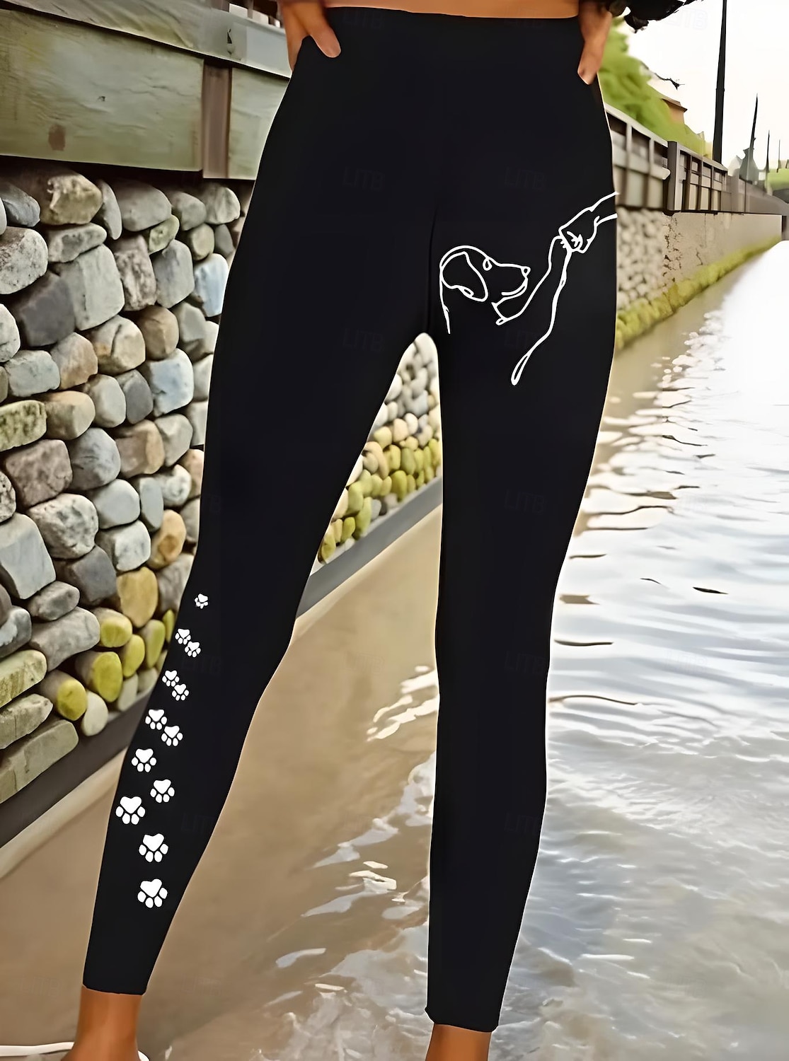 Damskie Getry Urlop Moda Styl etniczny Pełna długość Wysoka talia Graficzny Psy Abstrakcja Drukowanie Oddychający Miękka Elastyczny Urlop Codzienny Wyjściowe Czarny Lato Wiosna Regularny 2025 - $19.99 –P1