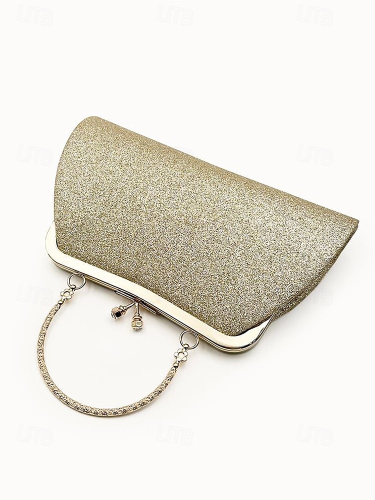 Poșetă de seară plisată cu sclipici pentru femei, cu mâner vintage auriu – geantă elegantă și formală pentru nunți, petreceri și cocktailuri 2025 - $24.99 –P6