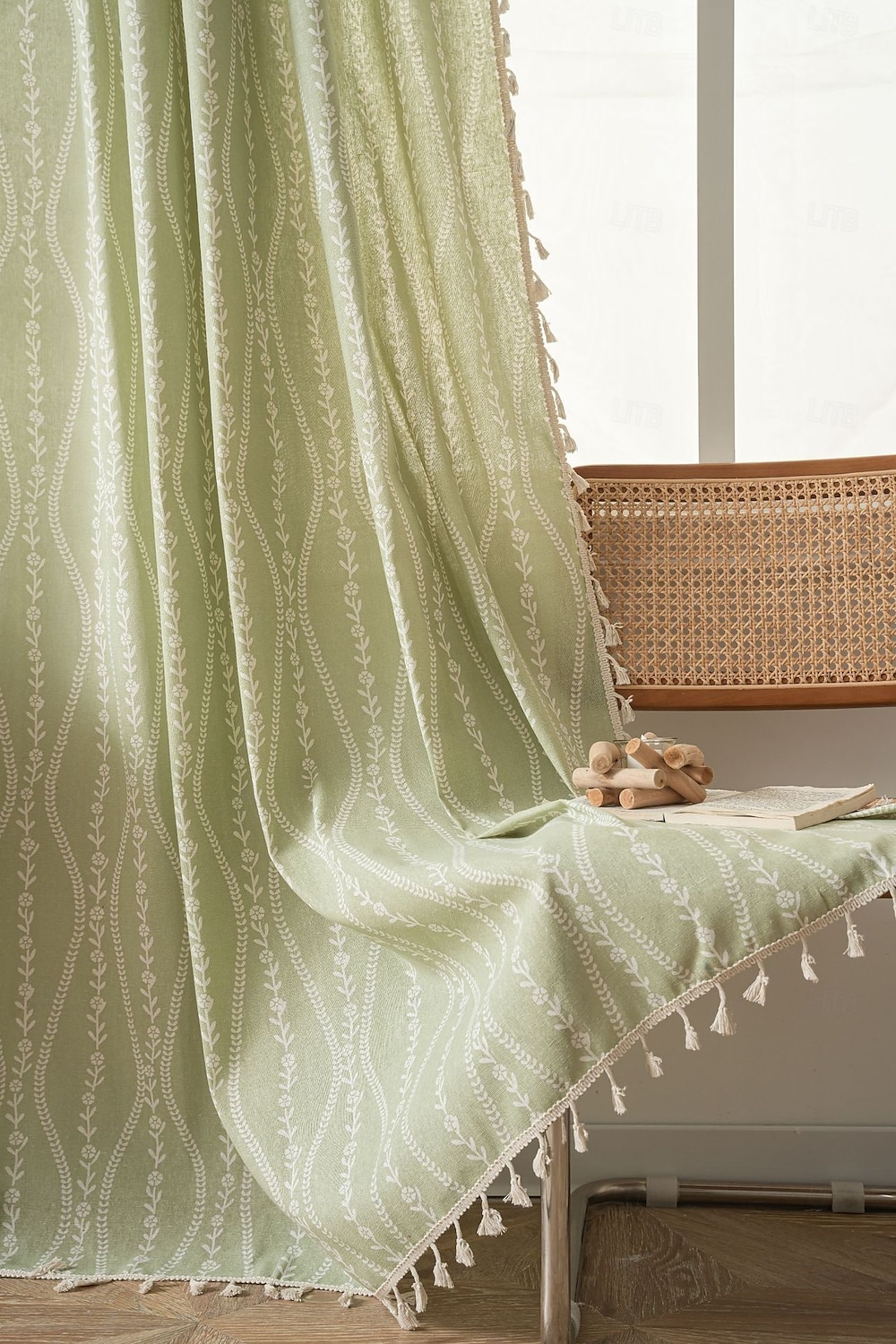 Boho Curtains Printed Cotton Linen Rod Pocket Vintage Farmhouse Bohemian Tassels Window Treatment 1 Panel Terracotta Stripe Florals for Bedroom Dining Room 2026 - E£1801.22 –P4