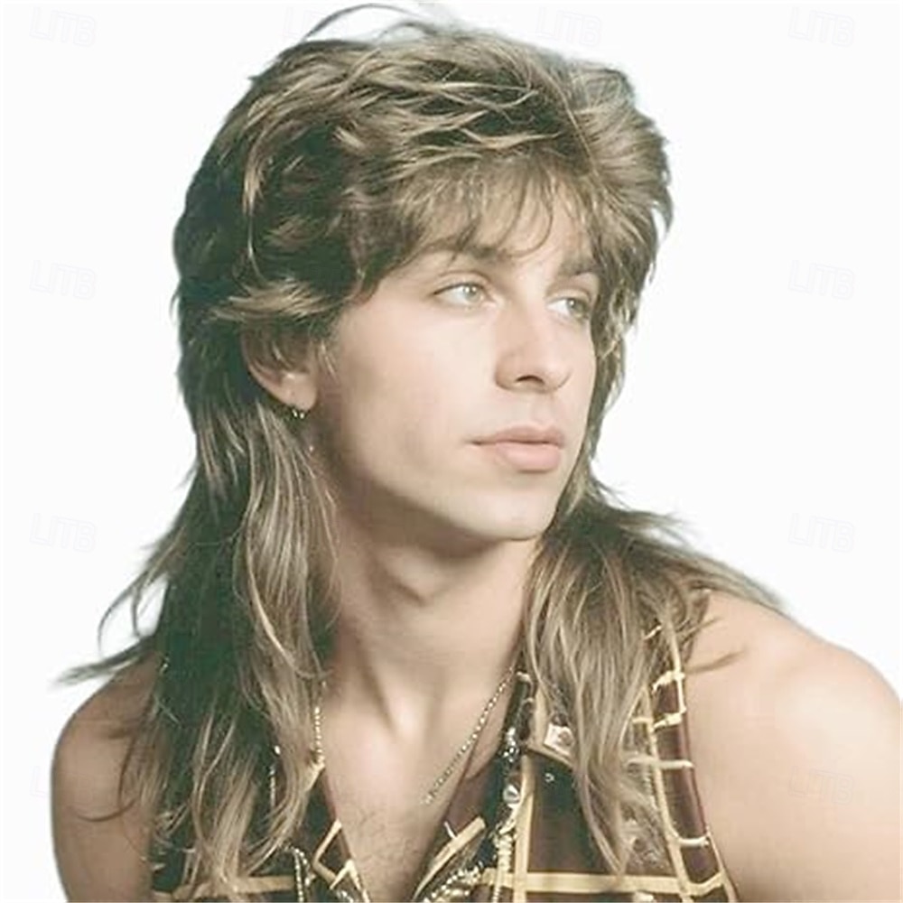 2026年 男性用マレットウィッグ 80年代 90年代 コスチューム 仮装 パーティー アクセサリー コスプレウィッグ ハロウィン 男性 x  コレクション – $24.99 –P8