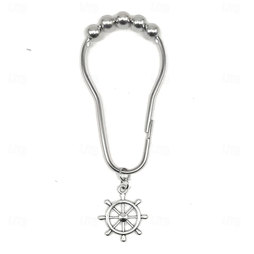 Nautical Shower Curtain Hook 1pc Rustproof Polished Chrome with Antique Silvery, Anchor & Rudder Pendants for Bathroom Decor 2025 - $9.49 –P3