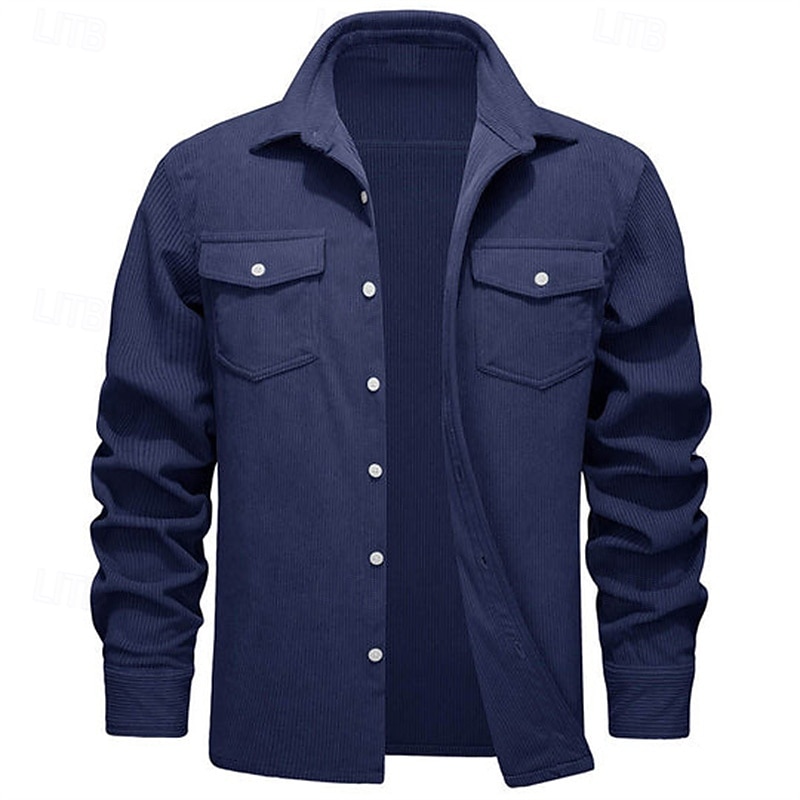 Herren Hemdjacke Überhemden übergangsjacke Täglich Verschleißfest Tasche Sommer Frühling Einfach Klassisch Revers Dunkelgrau Schwarz Gelb Wein Marineblau Jacken 2025 - $38.99 –P17