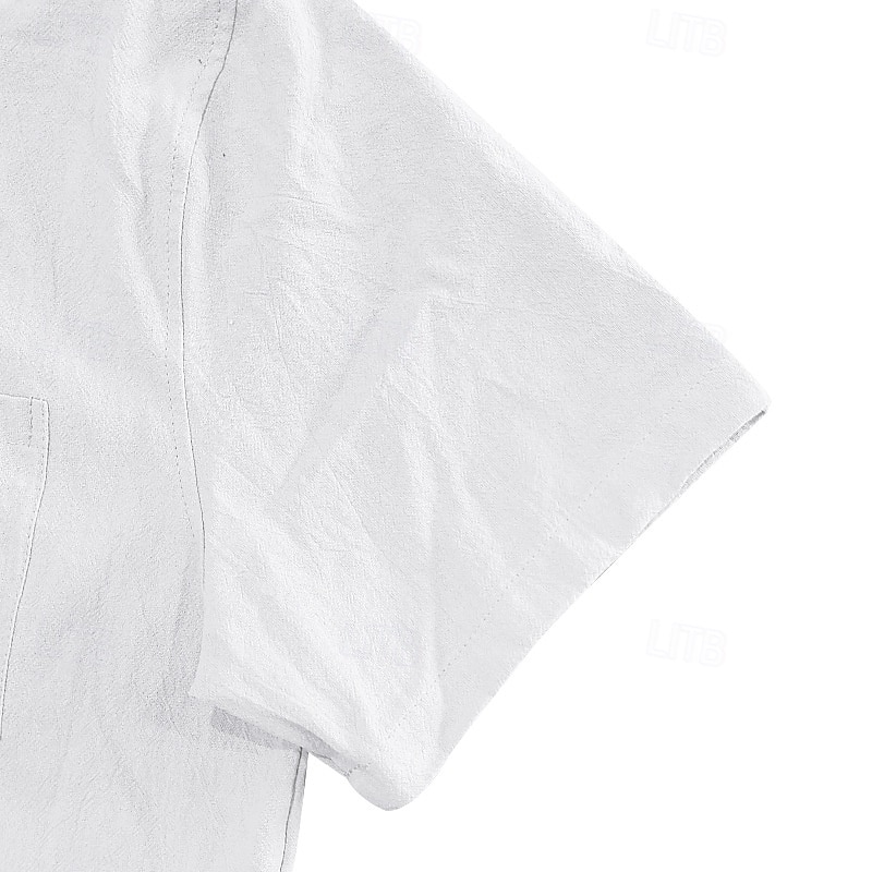 Voor heren Overhemd Linnen overhemd Zomer overhemd Strand Kleding Overhemd met knopen Overhemden zonder broek Vakantie Casual Zwart Wit Marineblauw Hemelsblauw Korte Mouw Strijkijzer Zomer Lente zomer 2025 - $21.99 –P8