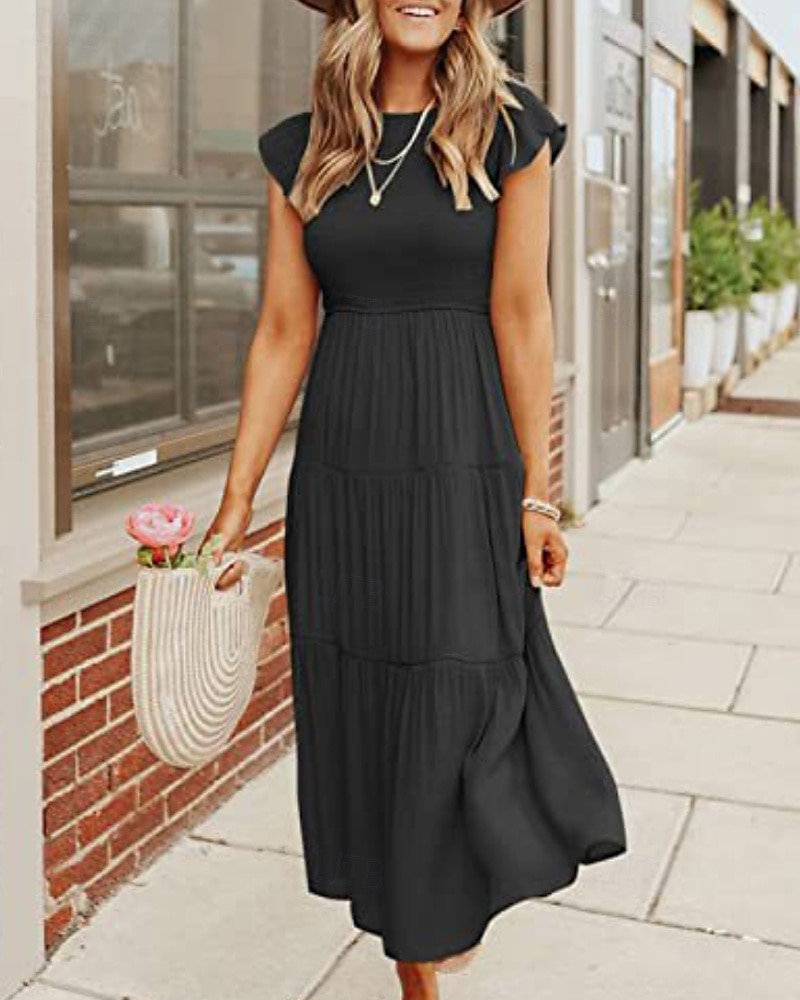 Femmes Robe Midi Robe Blanche Robe de remise des diplômes Mode Anniversaire Date Fête du thé Coupe régulière Uni Sans manches Col ras du cou Noir Blanche Vert Claire Vert Véronèse Été de 2025 ? $25.99 –P6