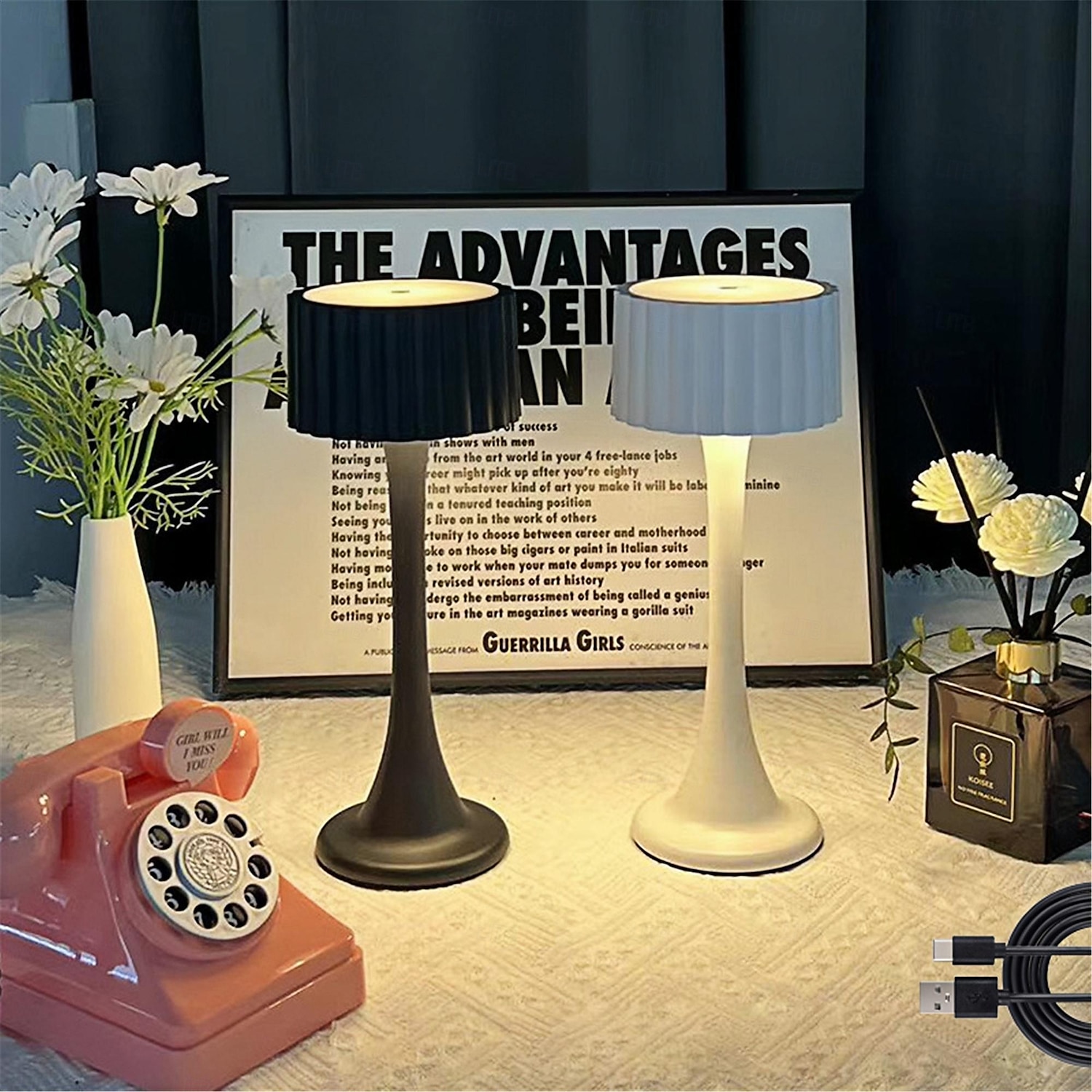 Lampe de bureau LED rechargeable, petite veilleuse tactile créative, éclairage d'ambiance, protection des yeux, lampe de table rétro, luminaire USB, 1 pièce de 2025 ? $24.99 –P2