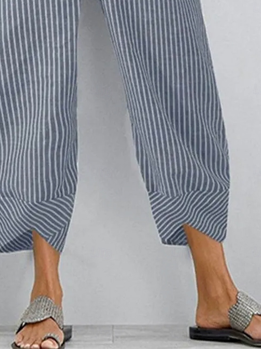 Per donna Chinos Pantaloni Larghi Shorts da Spiaggia Pantaloni Corti Vacanza Vintage Stile Etnico Lunghezza alla caviglia Vita Alta Grafico A righe Coulisse Patchwork Gamba larga Morbido Traspirante del 2026 a $10.49 –P3