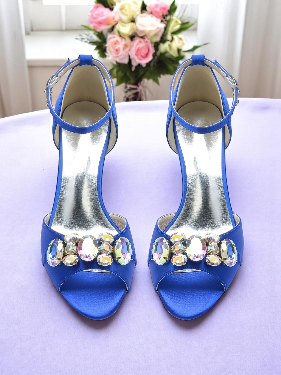Women's Black Satin Open Toe Heels with Ankle Strap and Crystal Gemstone Embellishment- Elegant Mid Heel Sandals for Cocktail Party & Evening Wedding Reception and Formal Events 2025 - $59.99 –P4