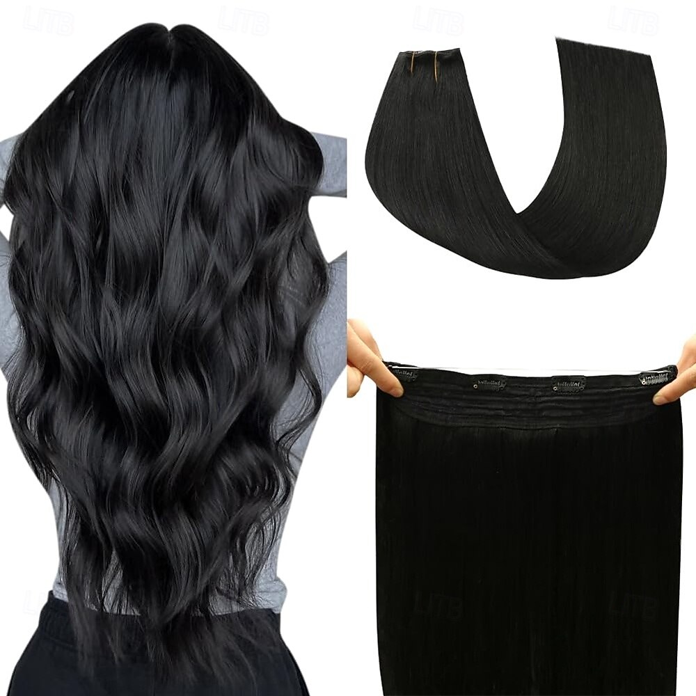 Extensions de cheveux à clips invisibles en cheveux humains, 20 pouces - 50 g, 22 pouces - 80 g, 1#, noir de jais, transparent, ligne de poisson, extensions de cheveux humains pour femmes de 2025 ? $102.99 –P1