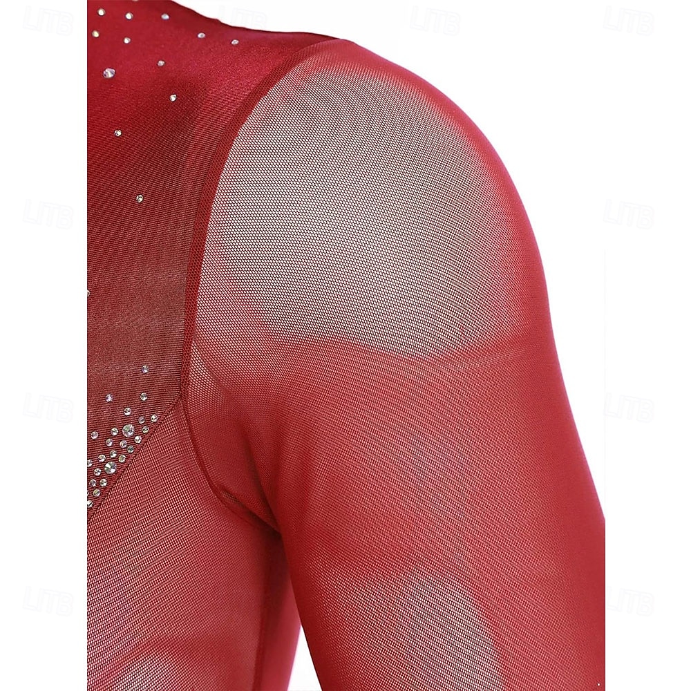 Men's Shiny Rhinestone Mock Neck Latin Tango Dance Shirt Latin Tango Training Performance Bodysuit 2025 - $189.99 –P6