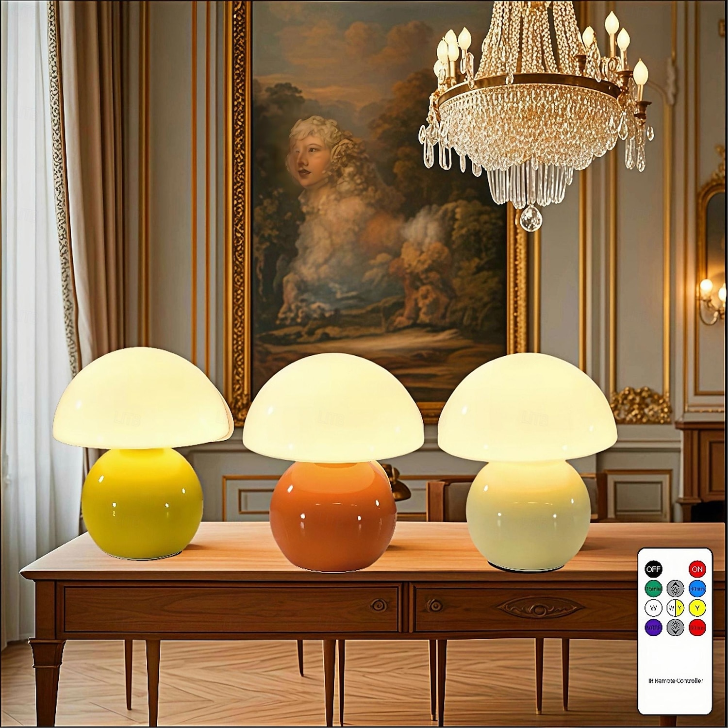 3-Color Table Lamp Mushroom Adjustable Remote Control Ceramic Lamp Bedroom Bedside Lamp Cream Style Mushroom Table Lamp Bedroom Decoration Small Night Light Study Lighting   USB 1PC 2025 - $32.99 –P6