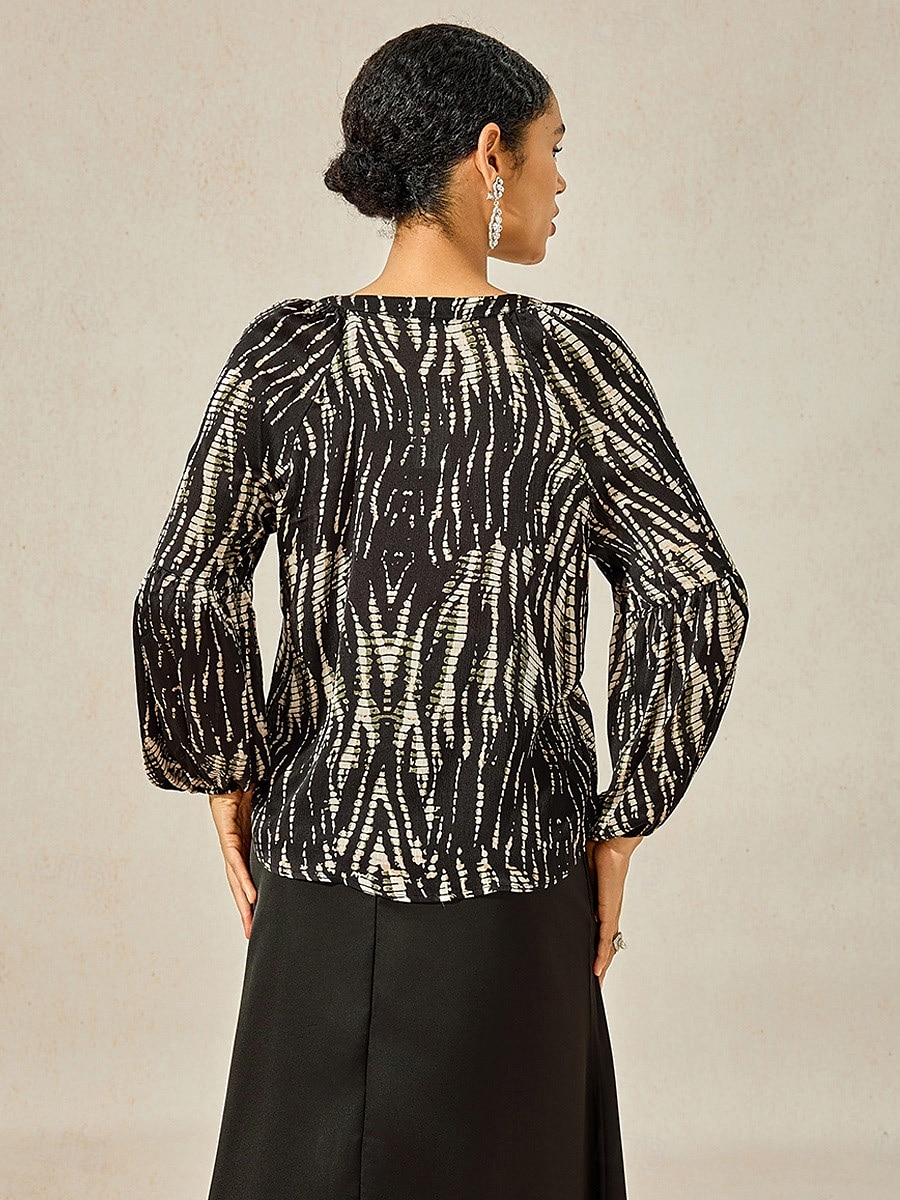 Damen Hemd Bluse Abstrakt Marmor Vintage Mode Lässig Langarm V Ausschnitt Normale Oberteile Arbeit Lässig Ferien Knöpfe Druck Schwarz Frühling & Herbst 2025 - $47.99 –P7