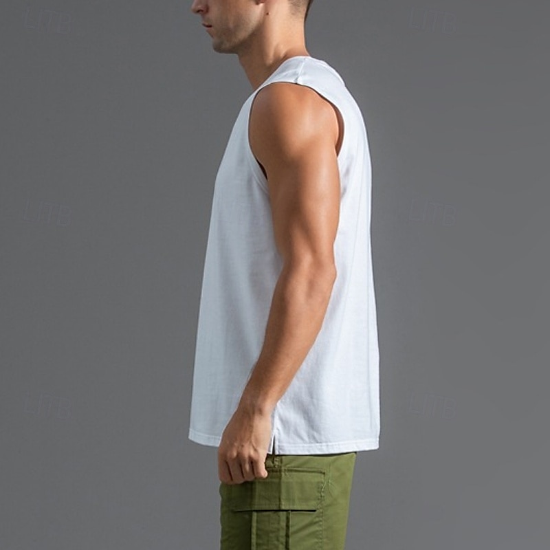 Herren Tank Top Weste Unterhemd Ärmelloses Shirt Ärmellos Rundhalsausschnitt Sommer Einfach Mode Designer Basic Klassisch Urlaub Straße Ausgehen Schwarz Weiß Hellgrün Top T-Shirt für Herren 2025 - $17.99 –P4
