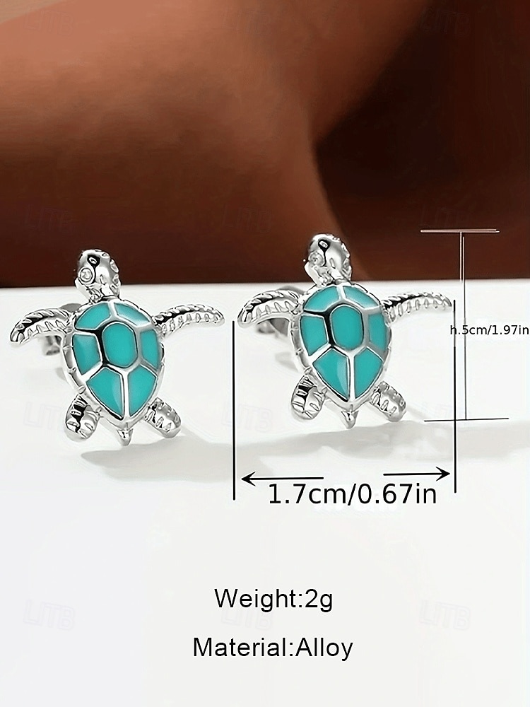 Women's Turtle Earrings – Stylish Silver-Plated Earrings with Turquoise Inlay, Perfect for Beach and Summer Fashion, Casual and Vacation Accessories 2026 - $9.99 –P8